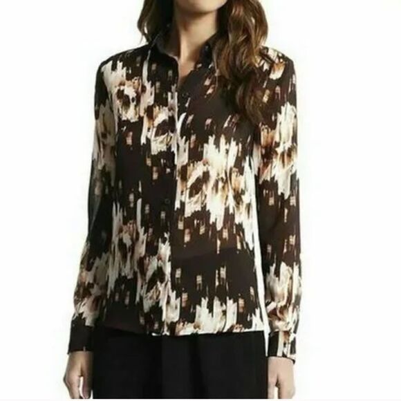 DEREK LAM for Design Nation Long Sleeves Semi Sheer Blouse  Size XL - Picture 1 of 12